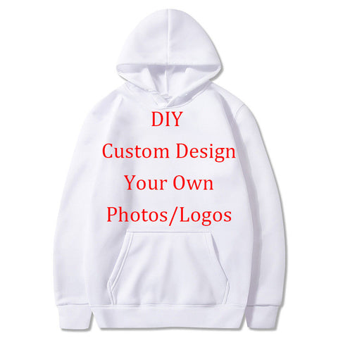 Solid Color Hoodies DIY Print Custom Design Your Own Photos Logos Oversized Embroidered Sweatshirts Hoodie Pullover Men Women