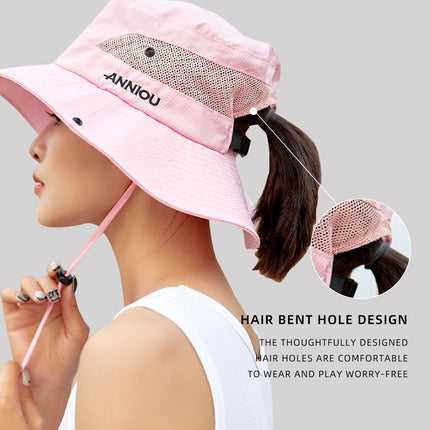 Sidiou Group Women UPF50+ UV Protection Summer Mesh Bucket Hat Foldable Wide Brim Sun Hat Fishing Hat