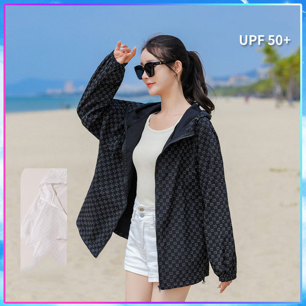 Sidiou Group Anniou Fashion Printed Letter Sunscreen Clothing Women Spring Summer Loose Outdoor Breathable Hooded Jacket UV Protection Windbreaker