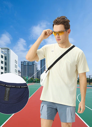 Men' Round Neck Athletic Sport Running Dry Fit T-shirt 