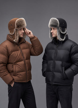 #Brown and Black Men Winter Trapper Hat