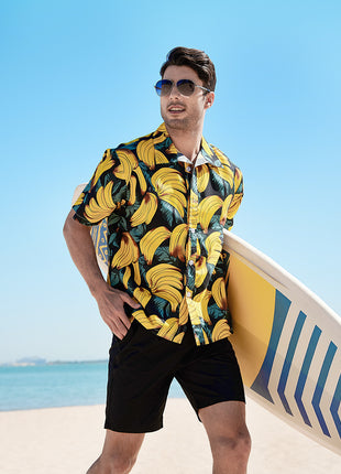 men's banana plus size hawaiian floral beach shirt