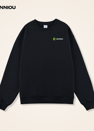 Men's Black Heavy Weight Crewneck Dropped Shoulder Sweatshirt