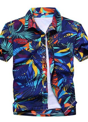 Men's Custom Plus Size blue Floral Hawaiian Shirt