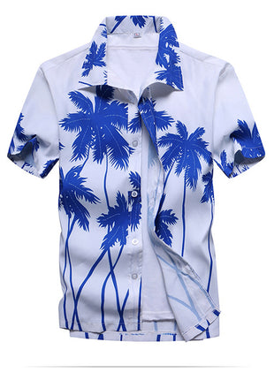 Men's Custom Plus Size coconut blue Floral Hawaiian Shirt
