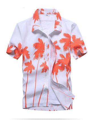 Men's Custom Plus Size coconut orange Floral Hawaiian Shirt