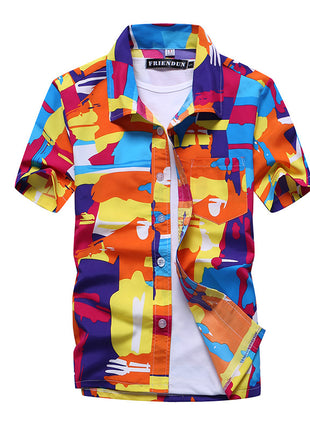 Men's Custom Plus Size orange Floral Hawaiian Shirt