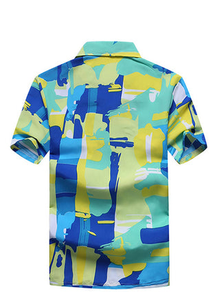 Men's Custom Plus Size yellow Floral Hawaiian Shirt back