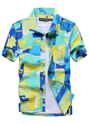 Men's Custom Plus Size yellow green Floral Hawaiian Shirt