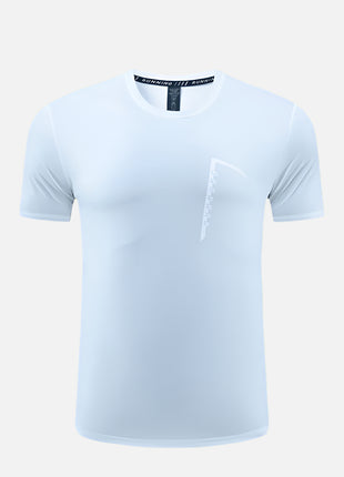 Men's Light Blue Crewneck Workout Running T Shirt