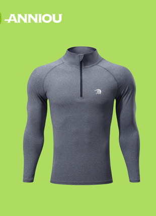 Men's Light Grey Zip Up Fitness Running Plain Sports T-Shirt