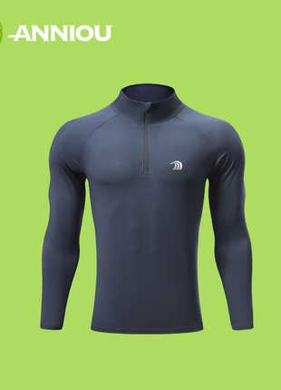 Men's Navy Zip Up Fitness Running Plain Sports T-Shirt