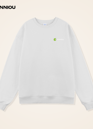 Men's White Heavy Weight Crewneck Dropped Shoulder Sweatshirt