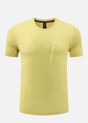 Men's Yellow Crewneck Workout Running T Shirt