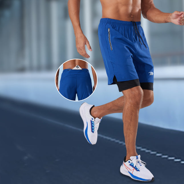 men's double-layer basketball training shorts