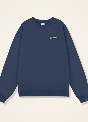 Navy 450GSM Terry Drop Shoulder Crewneck Sweatshirt