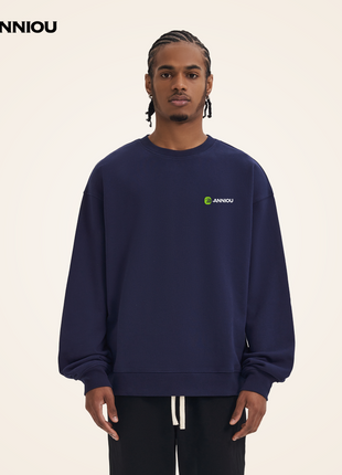 Navy Men's 380g Crewneck Pullover Sweater