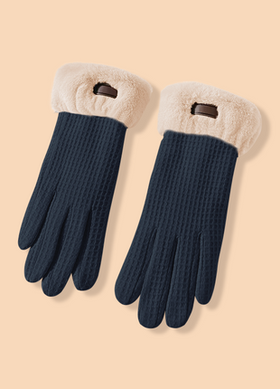 Navy Waffle Warm Gloves