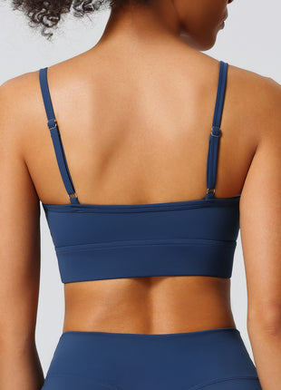 Navy Women Adjustable Straps Sports Bra