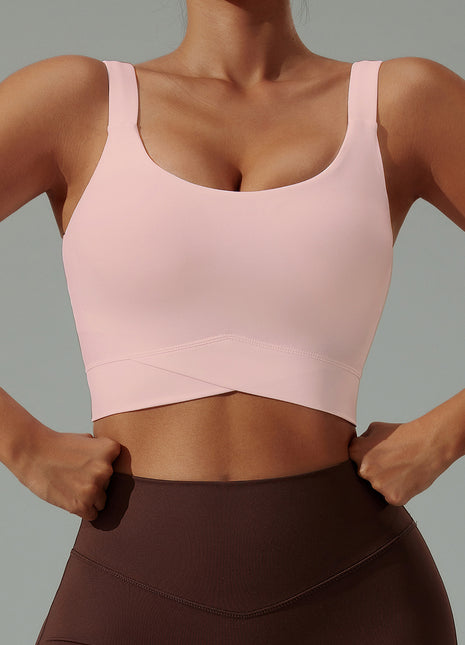 Pink High Shockproof Push-Up Sports Bra
