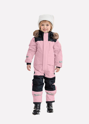 Pink Winter Children Windproof Ski Jumpsuit