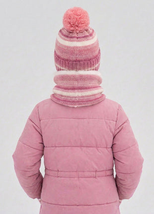 #Pink Children Winter Warm Knit Hat Scarf Gloves Set