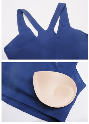 Removable padded elastic sports bra