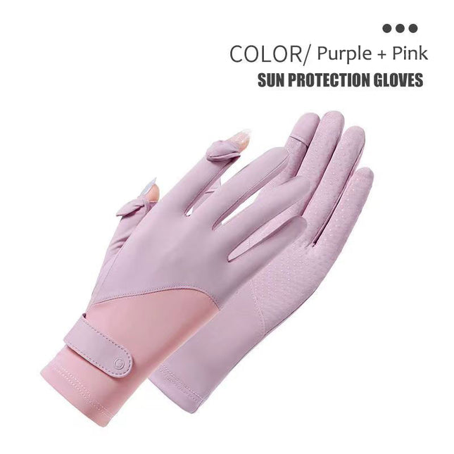 Sidiou Group ANNIOU Anti UV Gloves for Summer Breathable Anti Slip Women's Ice Silk Sunscreen Driving Cycling Touch Screen UPF Sun Protection Gloves