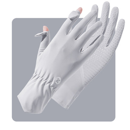 Sidiou Group ANNIOU Professional UPF 50+ Breathable Ice Silk Sun Protection Glove Women Full Finger Anti Slip Sunscreen Gloves For Sports Bike Riding Fishing