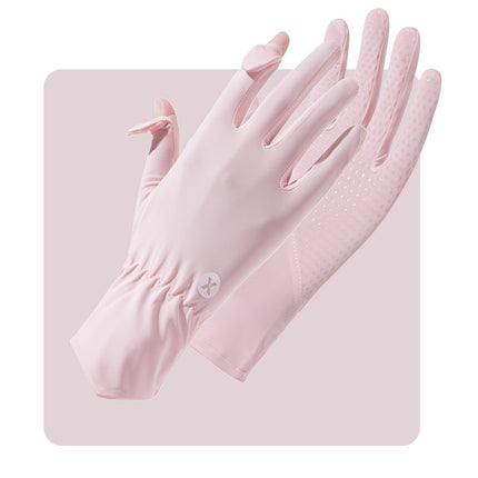 Sidiou Group ANNIOU Professional UPF 50+ Breathable Ice Silk Sun Protection Glove Women Full Finger Anti Slip Sunscreen Gloves For Sports Bike Riding Fishing