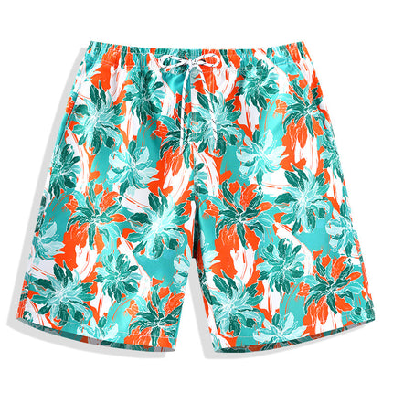 Men's green Plus Size flower Hawaiian Swimming Shorts