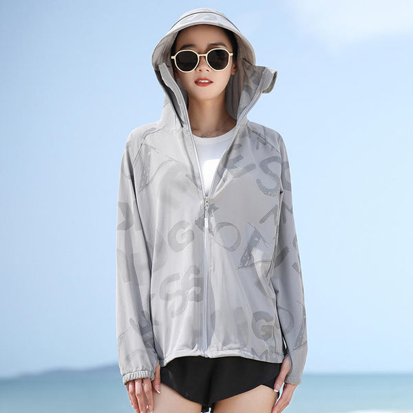 Sidiou Group Anniou New Printing Design Women Outdoor Anti UV Quick-dry Thin Breathable Sun Protection Clothing With Hooded Upf 50+ Jacket
