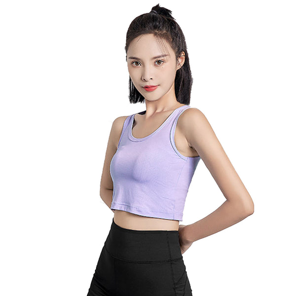 Wholesale Summer Women's UPF50+ U-neck Camisole Sun Protection Sleeveless Sports T-shirt Yoga Cropped Top