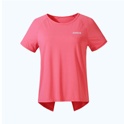 Casual Women's Summer Ice Silk Breathable Sunscreen T-shirt UPF50+ Outdoor Running Fitness Yoga Clothes Quick dry Short Sleeve Top