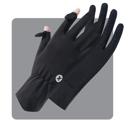 Sidiou Group ANNIOU Professional UPF 50+ Breathable Ice Silk Sun Protection Glove Women Full Finger Anti Slip Sunscreen Gloves For Sports Bike Riding Fishing