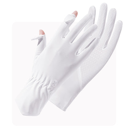 Sidiou Group ANNIOU Professional UPF 50+ Breathable Ice Silk Sun Protection Glove Women Full Finger Anti Slip Sunscreen Gloves For Sports Bike Riding Fishing