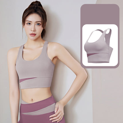 Women Detachable Chest Pad U-neckline Underwear Fitness Yoga Quick drying High Strength U Neck Shock-proof Sports Bra