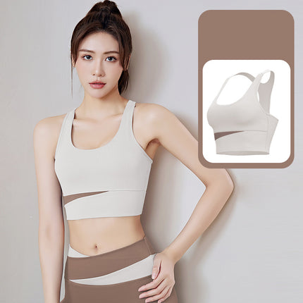 Women Detachable Chest Pad U-neckline Underwear Fitness Yoga Quick drying High Strength U Neck Shock-proof Sports Bra