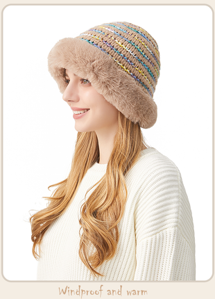 side of women's knit beanie