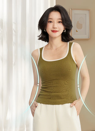 Square Collar Contrasting Vest