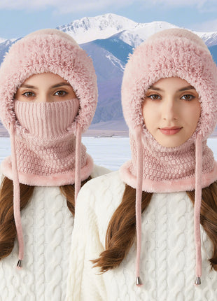 Two Wearing Methods of Beanies And Neck Set