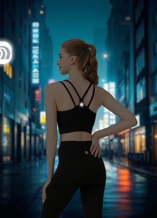 U Neck Shockproof Sports Yoga Bra with Reflective Logo