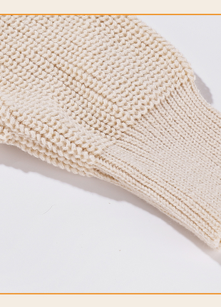 Warm knitted hat with scarf sleeve design