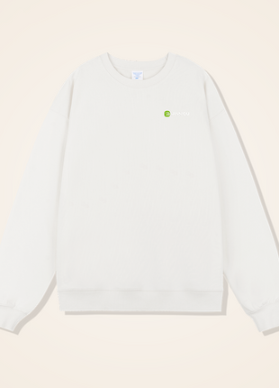 White 450GSM Terry Drop Shoulder Crewneck Sweatshirt