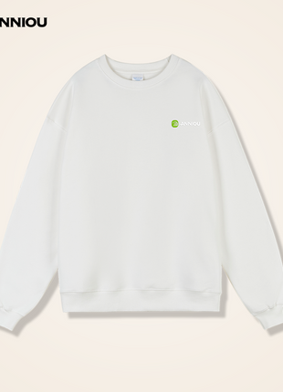 White Men's Heavy Weight Round Neck Pullover Sweatshirt