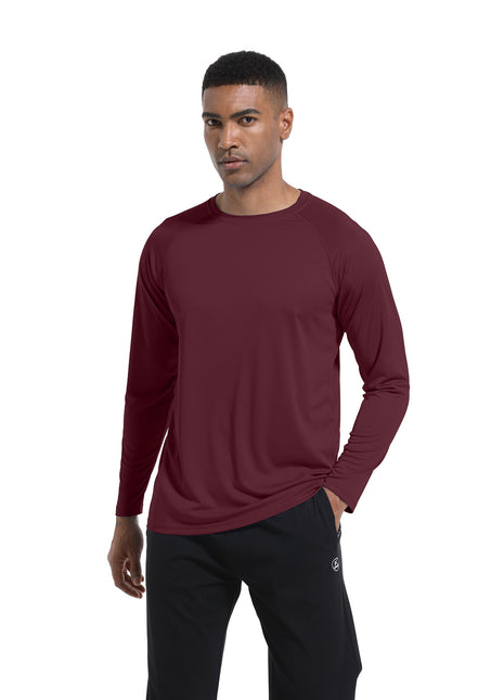 Wine Red Men's UPF 50+ Long Sleeve Rash Guard