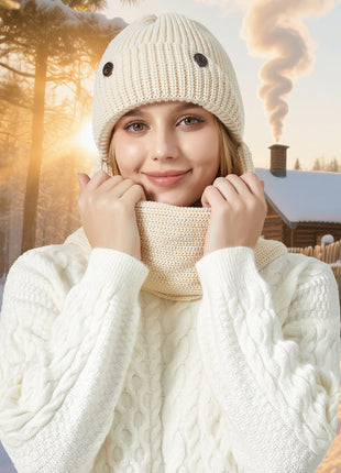 Winter Knit Hooded Scarf Pullover Headscarf Hoodie Hat