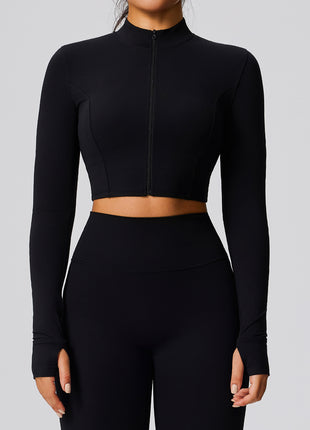 Women Black Quick-drying Sports Zip-up Yoga Jacket
