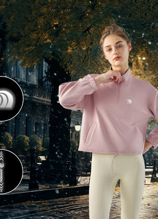 Women Loose Yoga Sweatshirts with Reflective Logo