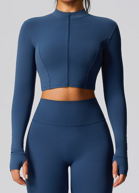 Women Navy Quick-drying Sports Zip-up Yoga Jacket